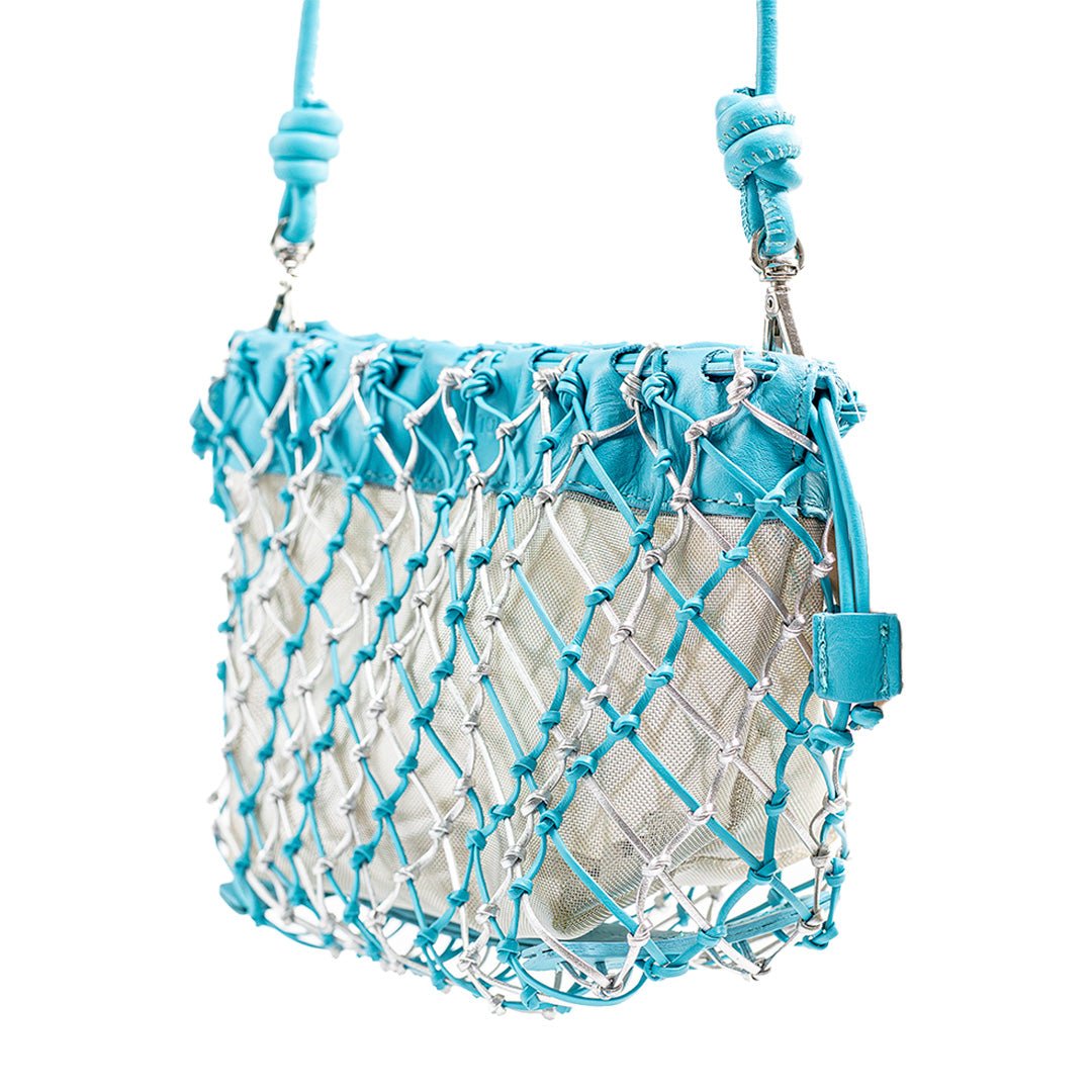 Bolsa Tramas de Couro Dive Blue e Prata P - DL STORE - 