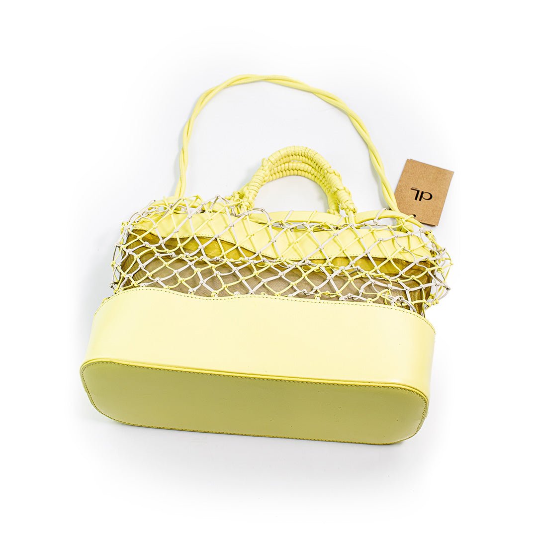 Bolsa Tramas de Couro Elfin Yellow e Off White G - DL STORE - 