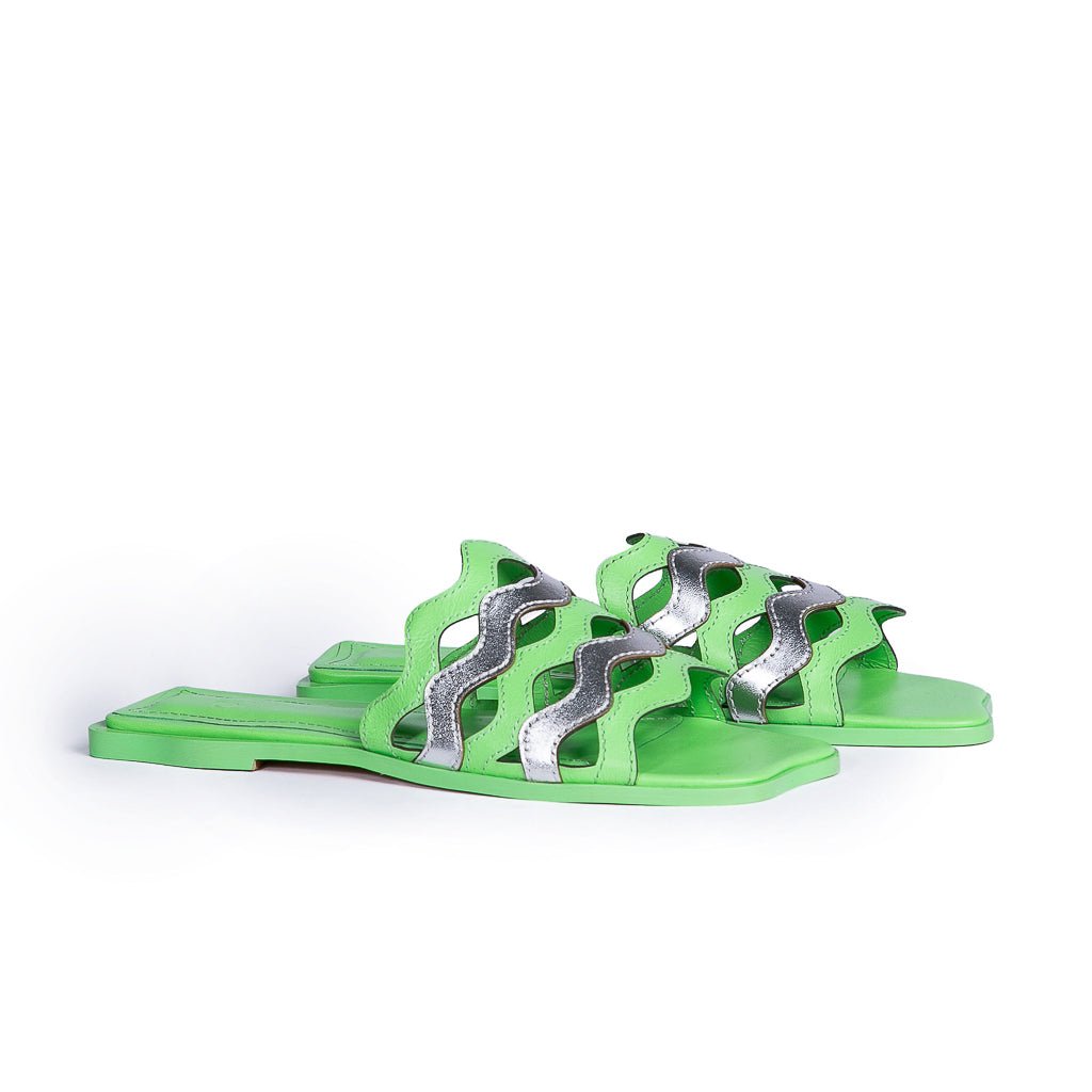 Sandália Flat Curves Summer Green & Prata - DL STORE - SUMMER GREEN/PRATA