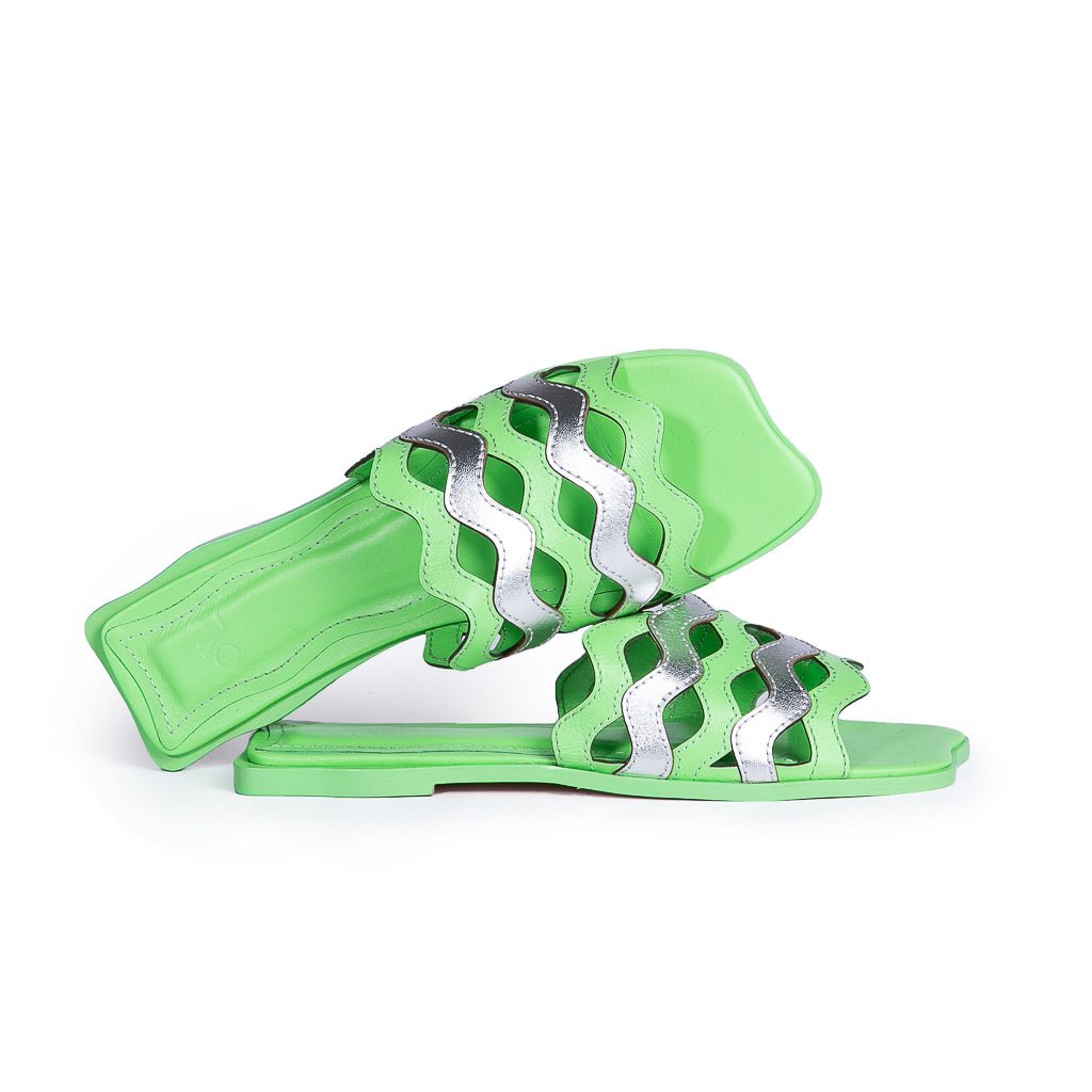 Sandália Flat Curves Summer Green & Prata - DL STORE - SUMMER GREEN/PRATA